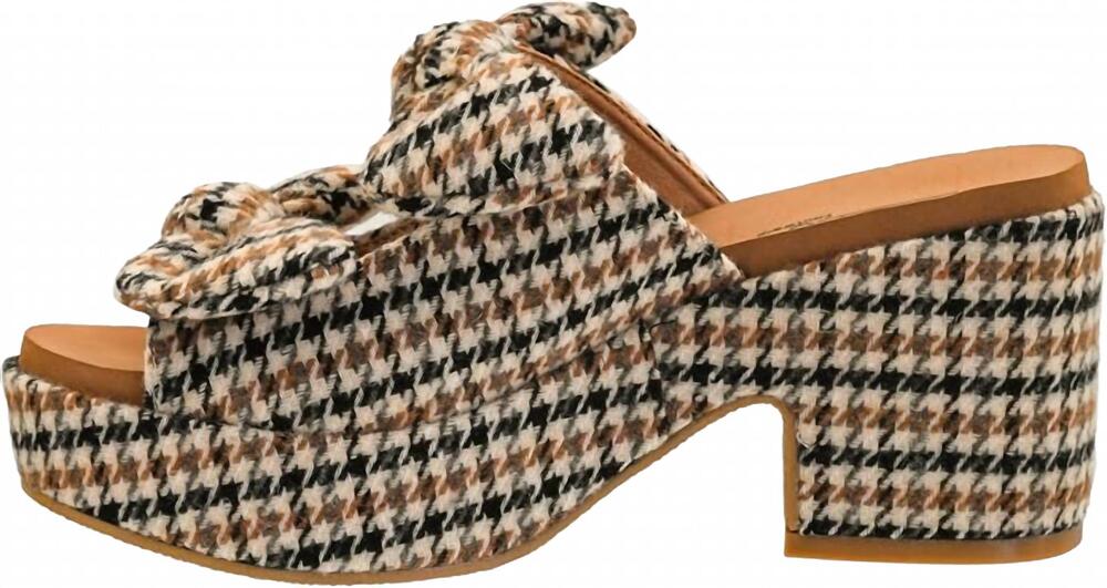 NEW CORKYS FOOTWEAR women's put a bow on it sandal in black tan houndstooth